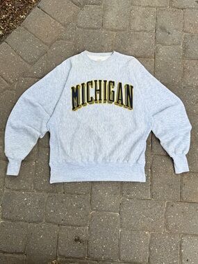 Vintage Michigan Wolverines Gray Crewneck Sweatshirt Size Large